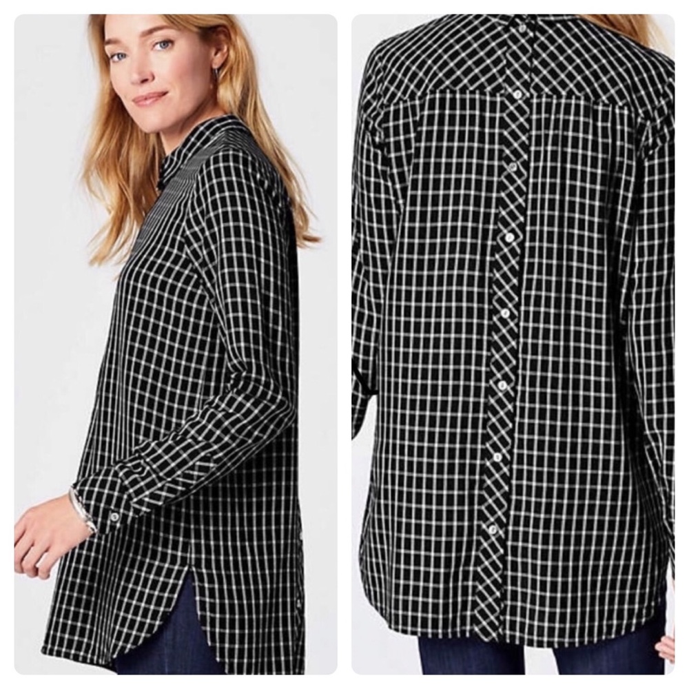 J. Jill Plaid Button Back Longline Tunic Top Sz 3X